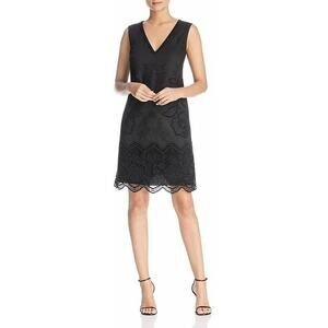 $498 Kobi Halperin Black Camryn Embroidered Vneck Shift Dress XS 0 2 NWT K284